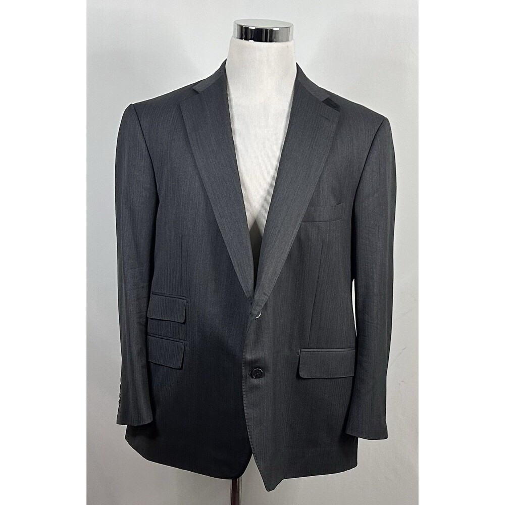 Bespoke 44R Sport Coat Vitale Barberis Canonico Wool Gray Herringbone Two Button - Picture 2 of 9